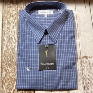 Yves Saint Laurent Blue Checkered Men's Shirt